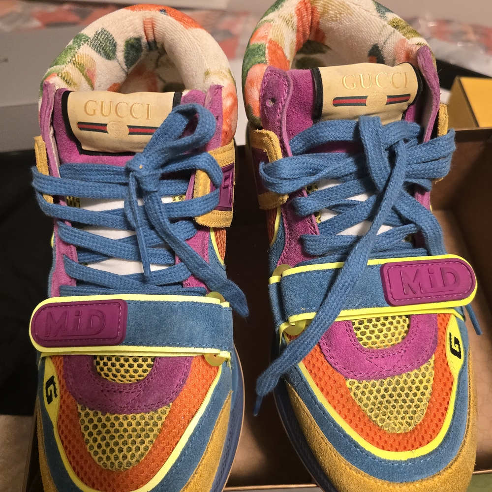 Preowned Dirty Looking Gucci Multicolor Lace-Up Sneakers